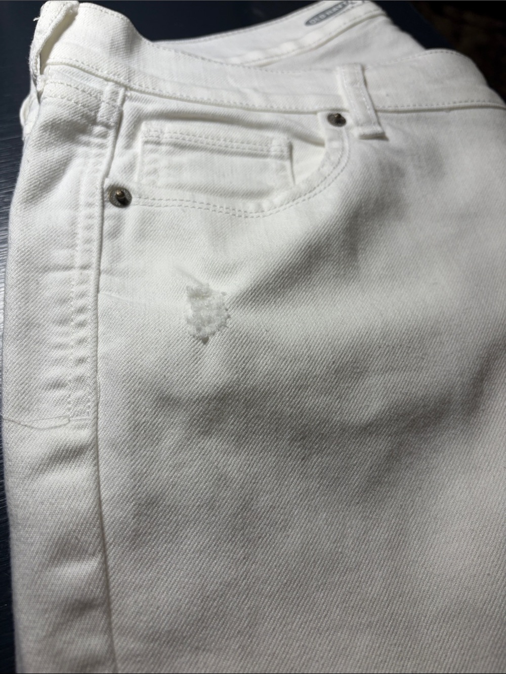 Old Navy Women's Boyfriend Straight Distressed Jeans White Sz 6